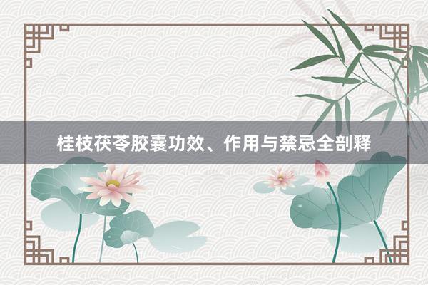 桂枝茯苓胶囊功效、作用与禁忌全剖释